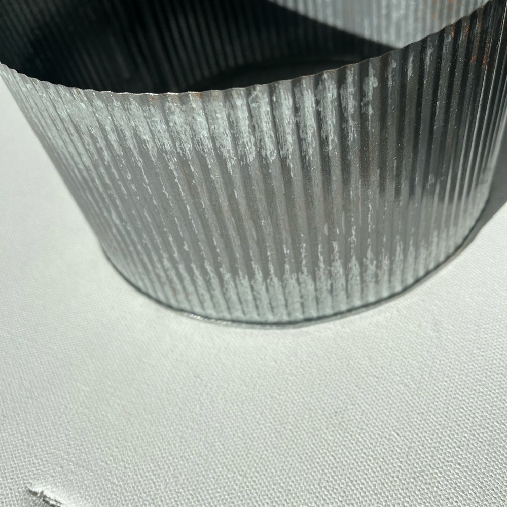 Two Ribbed Metal Round Bowl Containers - Picture 9 of 12